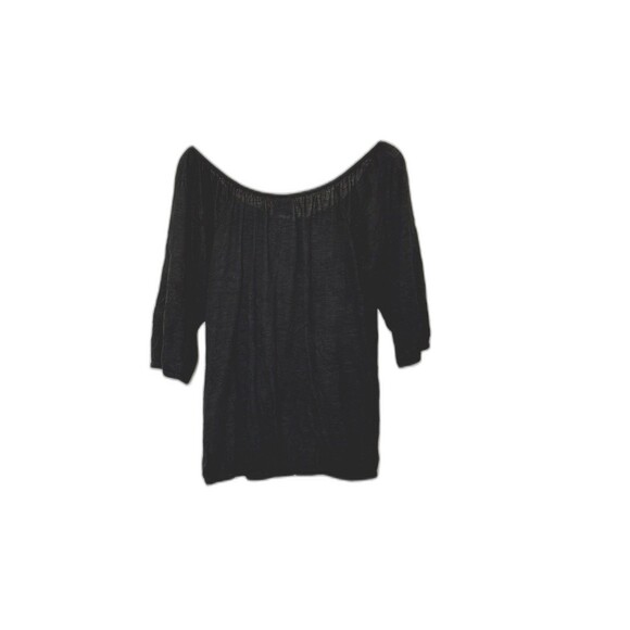 Y2K Bobeau Black Top Crochet  And Beaded Size Large Off Shoulder USA - Picture 3 of 4